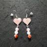 Burgandy Heart With Beads Earring