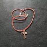 Rose Red Color Cross On Red Cord Necklace